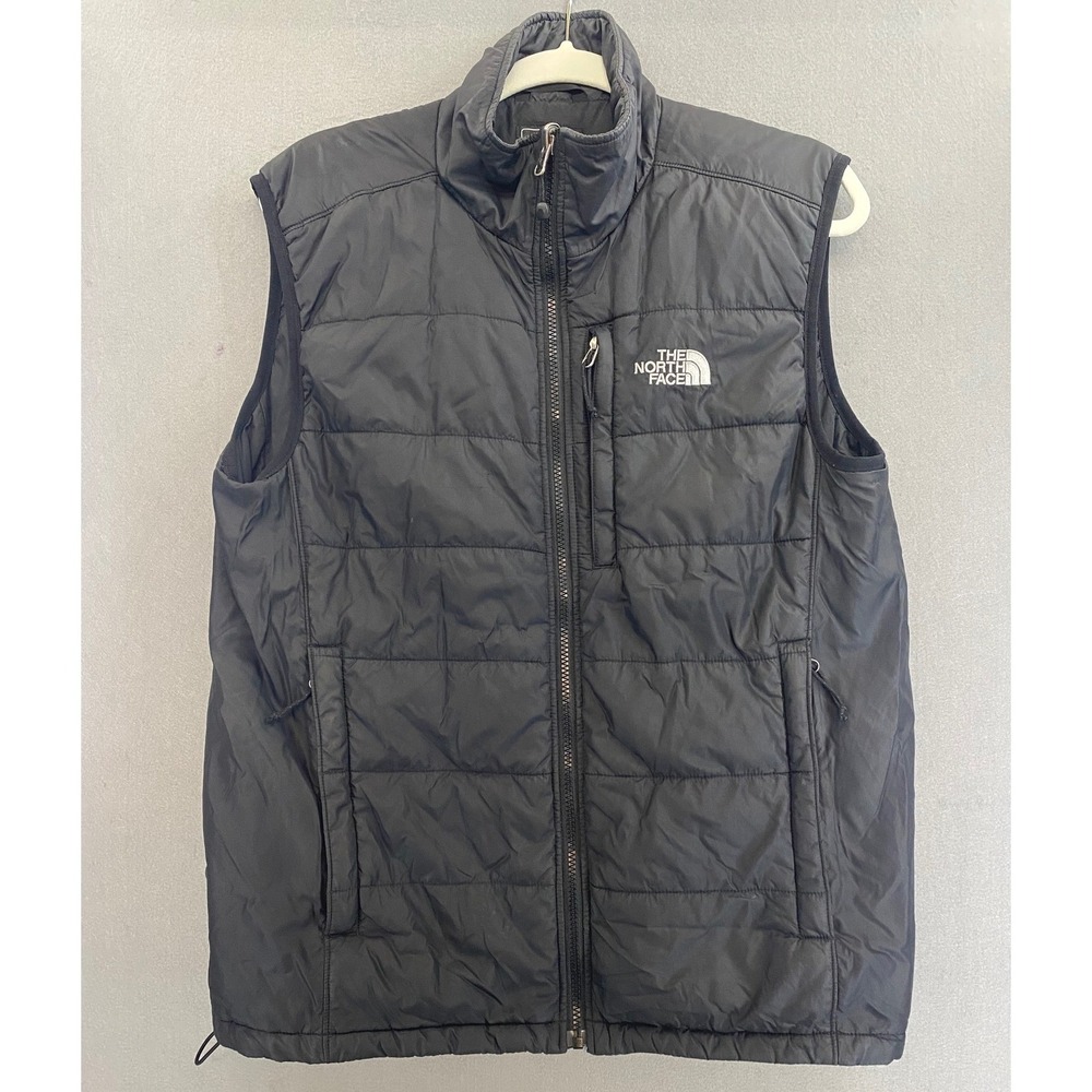 The North Face Mens PrimaLoft Puffer Vest Black Quilted Full Zip Medium